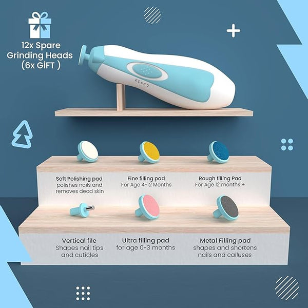 Baby Electric Nail Cutter New Born 0-6 Months with LED Light | Infant Nail File